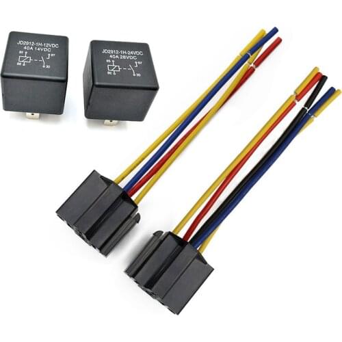 Waterproof Automotive Relay 12V 24V 4pin 5pin 4P 5P 40A Car Relay With Black Red Copper Terminal Auto Relay With Relay Socket