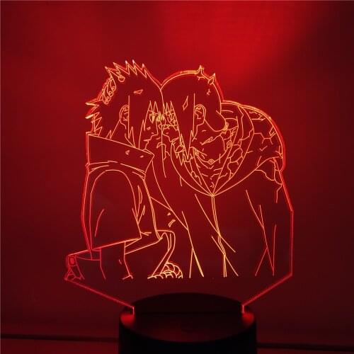 Bandai Naruto LED Uchiha Itachi Sasuke 3D Night Light Table Desk Lamp Anime Luminaria Lampara Creative Gift Bedroom Decoration