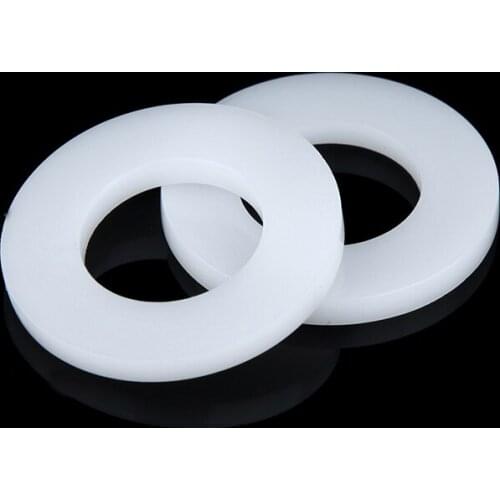 White Nylon Flat Space Washer Gasket M10 100pcs