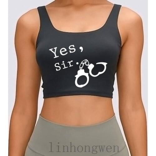Yes Sir Bdsm Sadomaso Fetish Submissive Devot Women Tank Top Humor Print Natural Summer Round Neck Cotton Pictures GifTank Top