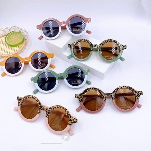 MADELINY Children Boy Girl Cute Leopard Double Color Round Sunglasses Kids Vintage Sun Glasses UV400 Protection Eyewear MA431