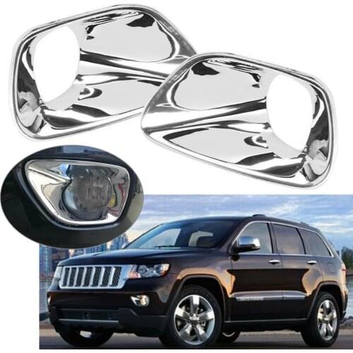 For Jeep Grand Cherokee 2011 2012 2013 Car Front Fog Lamp Light Cover Chrome Trim ABS 2Pcs