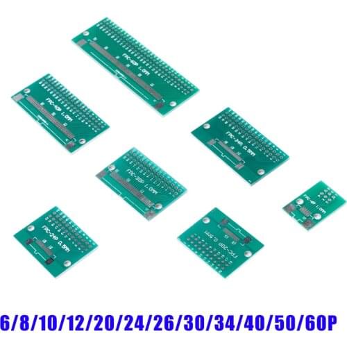 Double Side 0.5mm 1mm 6 8 10 12 20 40 50 60 Pin to DIP 2.54mm FPC/FFC SMT Adapter Socket Plate PCB Board Connector DIY KIT