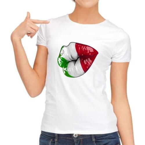 Italy kiss funny Italian color Lips tshirt women 2018 new white casual no glue print short sleeve o-neck femme t shirt