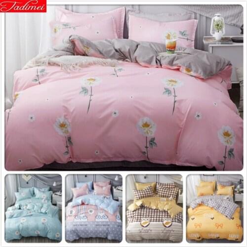 Couple Double Big Size Duvet Cover Sheet Quilt Pillow Case 3/4 pcs Bedding Set Kids Girl Soft Cotton Bed Linen Single Queen King