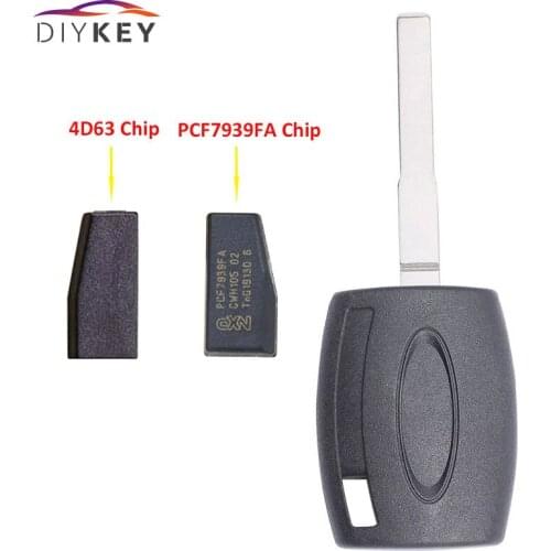 DIYKEY Ignition Transponder Key Shell with PCF7939FA ID49 128-Bit 49 Chip for Ford Fusion Edge Mustang for Lincoln 4D63 Chip