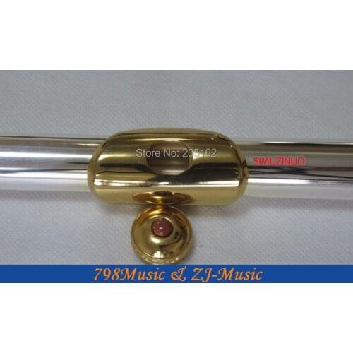 Flute B Foot-Open Hole-Split-E-Offset-G-Silver Plated Body and Gold Plated Keys-NO.12