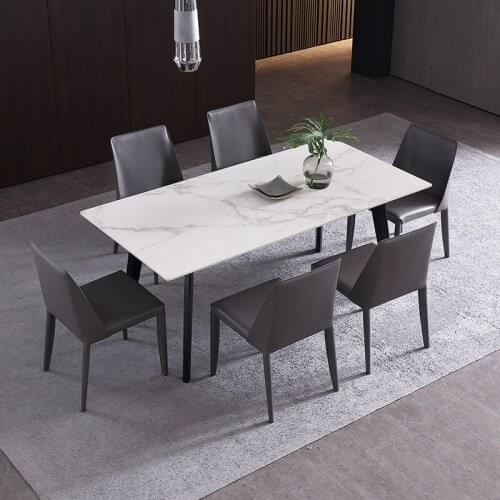 Nordic home small family table contemporary and contracted 46 people light luxury restaurant table rock plate eat desk and chair