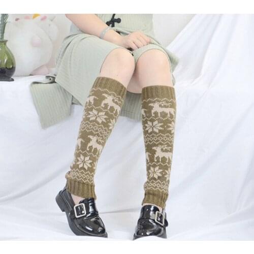 Lady Jk Sweet Knee-length Knitted Sock Christmas Snow Deer Women Leg Warmer 2020 Winter Street Casual Elk Jacquard Warm Socks