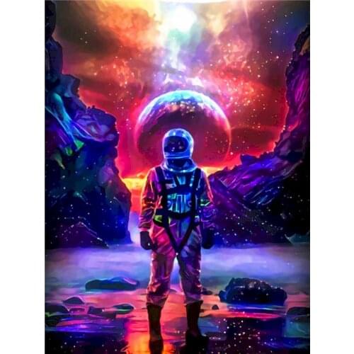 GATYZTORY Oil Painting By Numbers For Adult child Astronaut DIY Paint By Numbers On Canvas Home Decor Frameless Digital Painting