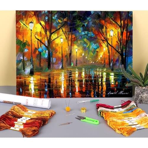 Soul Night Printed Water-Soluble Canvas 11CT Cross Stitch Set DIY Embroidery DMC Threads Painting Handicraft Needle