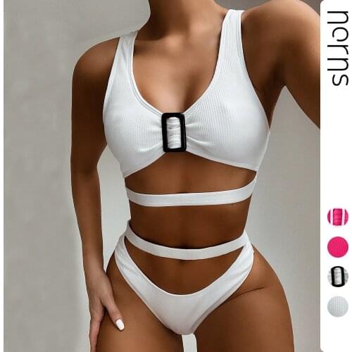 Norns Ms. Bikini Strap Solid Color Sexy Bikini High Quality Split Swimsuit Explosion Breathable Quick-Dry Swimsuit