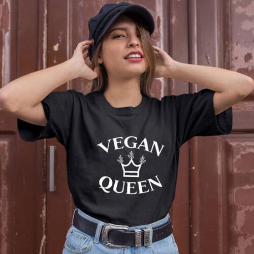 Vegan Queen Tee New Arrival Women Funny Casual 100%Cotton T-Shirt Gift For Vegan Lover Vegans make the world a better place