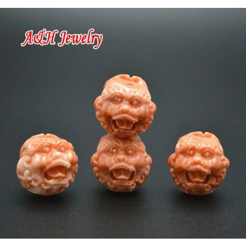 New Arrival Imitated Blood Tridacna Carved Monkey Ghost Heads Beads 15mm DIY Findings For Bracelet Making 20pc/lot
