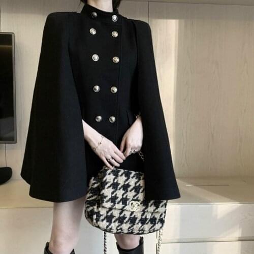 Autumn Winter 2021 Woman Coats Black Jacket for Women Solid Color No Hoodie Wool Blend Clothing Vintage Elegant Office Lady Wear