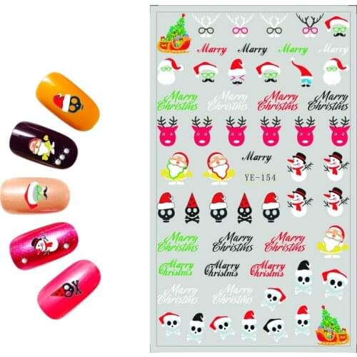 WATER DECAL NAIL STICKER CHRISTMAS XMAS DEER SANTA SNOW FLAKE STAR POEM YE154-159