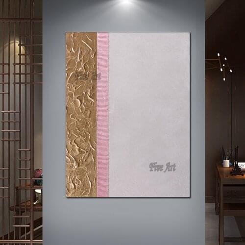 Modern Canvas Abstract Handmade Oil Painting Golden Sliver Foil Wall Art Pictures for Living Room Bedroom Decorative Unframed