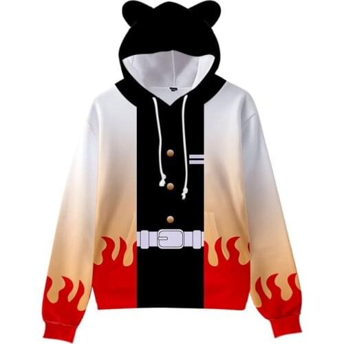 Demon Slayer Tanjiro Nezuko Hoodie Sweatshirt Men Women Korean Kpop Sweatshirts Boys Girls Streetwear Cat Ears Hoodies