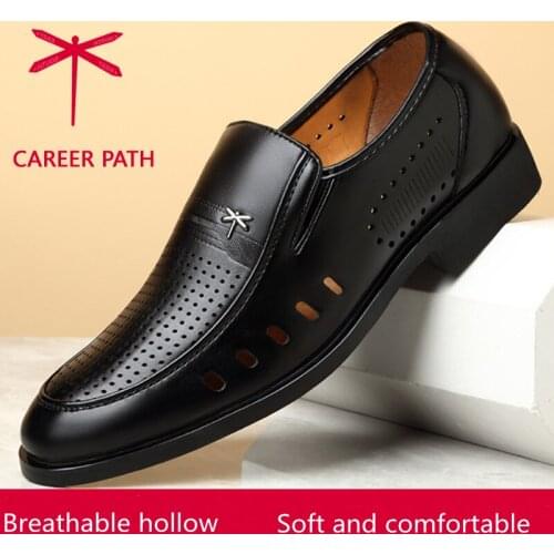 Summer Mens Shoes Mens Business Suits Leather Shoes Comfortable Footwear A Pedal Non-Slip Breathable Casual Shoes Father Shoes