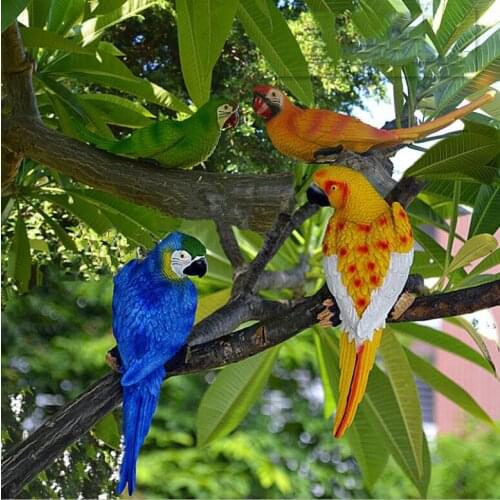 Outdoor Resin Simulation Parrot Statue Ornaments Garden Home Lawn Tree Furnishing Crafts Villa Park Courtyard Accessories Decor
