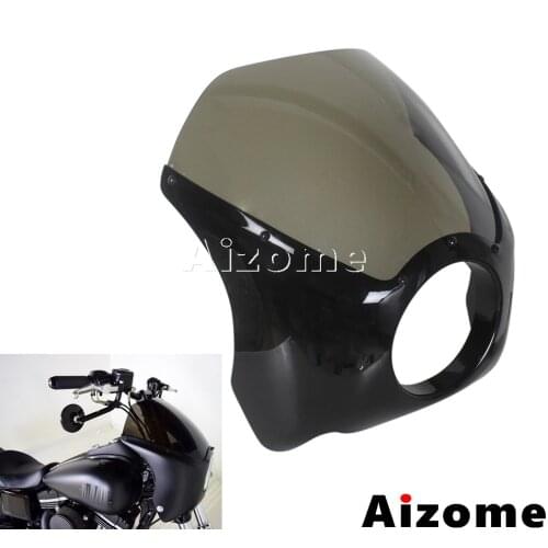 Universal Motorcycle Headlight Fairing 5.75" Headlamp Cover Front Windshield For Harley Sportster Custom Glide Dyna Road King