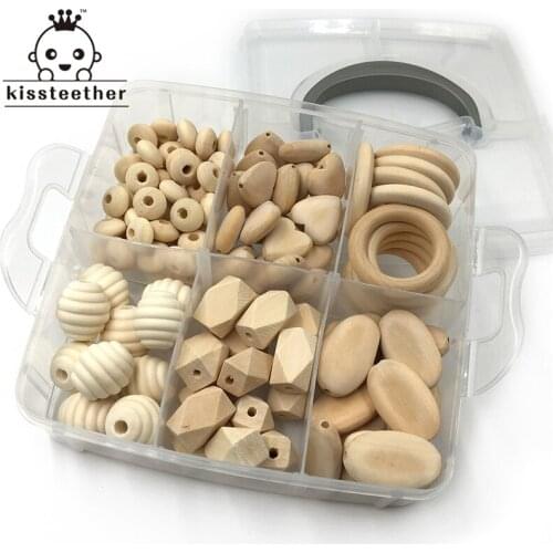 DIY Nursing Jewelry Combination Package Blending Wood Hearts Spiral Beads Oblong Geometric Wood Beads Rectangle Oval Flat Chips