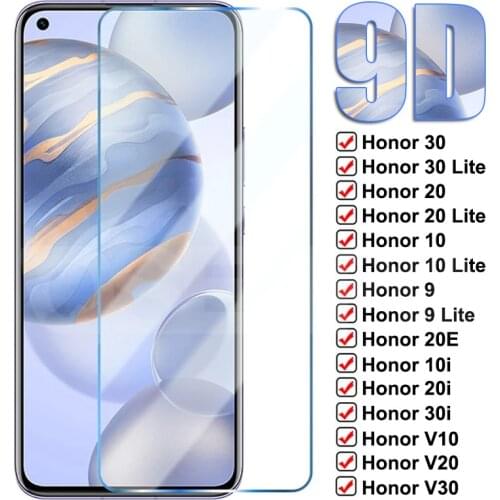 9D Full Protective Glass For Huawei Honor 30 20 Lite 10i 20i 30i 20E Tempered Glass Honor 10 9 Lite V30 V20 V10 Screen Protector