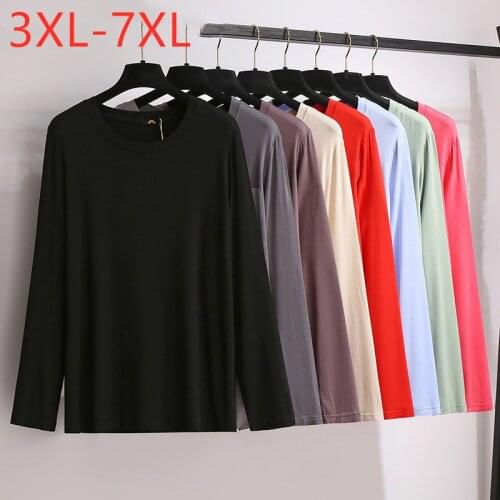 New 2021 Ladies Spring Autumn Plus Size Tops For Women Large Loose Long Sleeve Green Cotton O-neck T-shirt 3XL 4XL 5XL 6XL 7XL