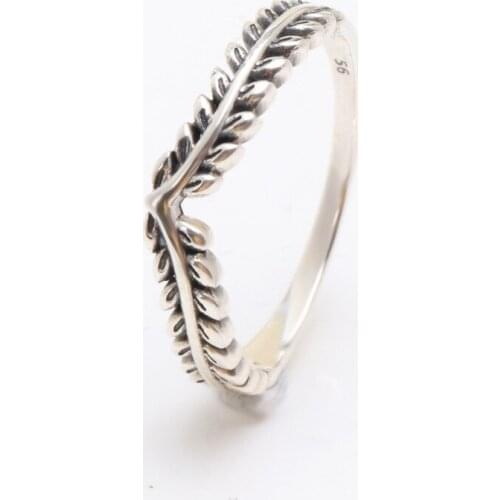 Bewill Authentic 100% 925 Sterling Silver Smart Hope Ring Simple Personality Wheat Ears Folded Joints Rice Rings Gifts for Women