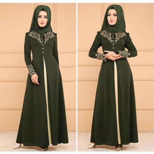 Islamic Women Vintage Long Sleeve Robe Muslim Arab Print Dress Comfortable Elegance Temperament 2020 Hot New