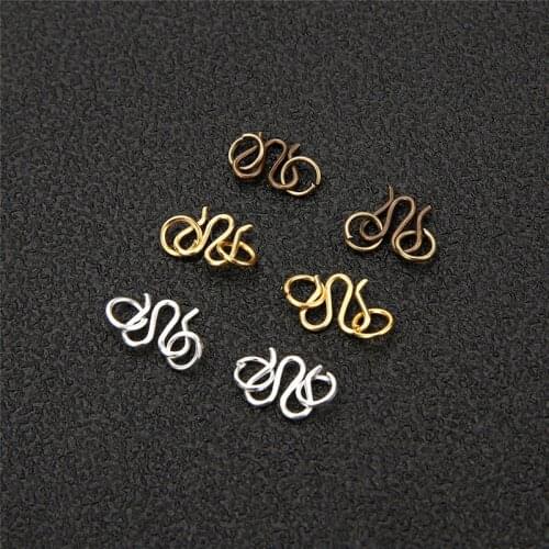 100pcs 8mm Gold Silver Color Copper Metal S Shape Clasp Hook With 5mm Jump Split Rings For Necklace Jewelry Making Components