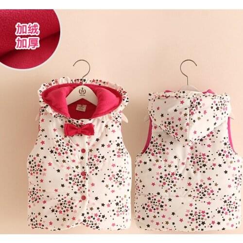 2020 Winter Girl Warm Vests Kids Vest for Girls Sleeveless Jacket Children Clothes Baby Thick Outerwear Cotton Floral Waistcoat
