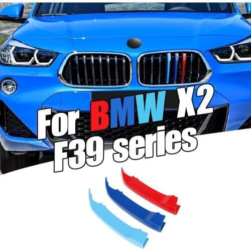 3pcs Car 3D M Styling Front Grille Trim Bumper Cover Strips Stickers for BMW X2 Series F39 2018-2021