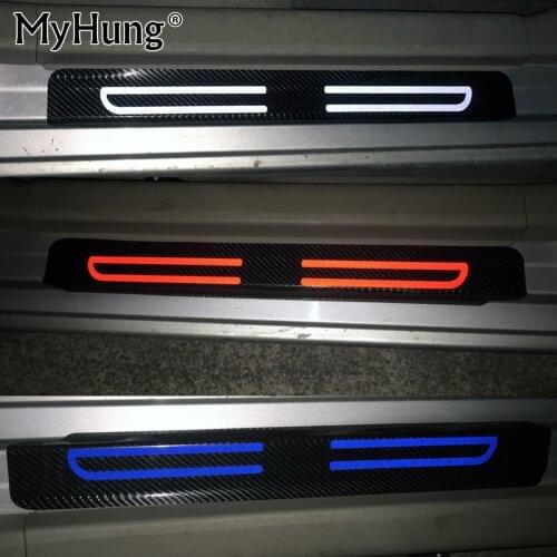 Carbon Fiber Reflective Car Door Sill For Bmw E38 E39 E46 E46/C E53 E63 F03 E72 E82 E99 F04 F10 F25 E64 E70 F02 Car-Styling 4Pcs