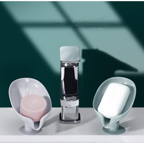 Household Leaf-shaped Soap Dish Soap Holder Free-perforation Independent Suction Cup Drain Rack Toilet Laundry Soap Box Bathroom