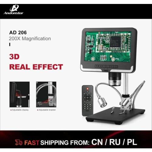 Andonstar AD206 LCD Digital Microscope with screen 7 inch for PCB Phone Repair Soldering Tool Industrial Maintenance Magnifier