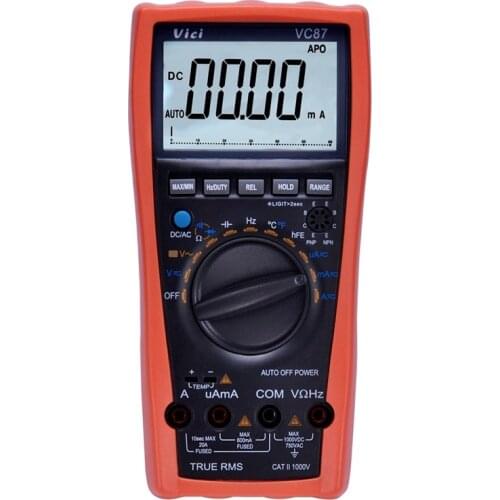 True RMS Digital Auto Range Multimeter VC87 LCD Backlit DDM Motor Drives w/ Frequency Capacitance Temperature Resistance Tester