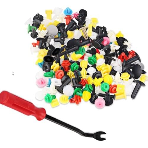 FISHBERG 200pcs Plastic Push Type Universal Mixed Auto Fastener Car Bumper Clips Fender Rivet Clip Vehicle Bumper Fixed Clamp