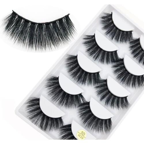 Flash Girl GOOD quality 5D-W39 5 pairs 5D mink natural handmade false eyelashes