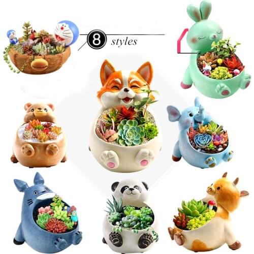 Cartoon Animal Succulent Pot Cute Totoro Vase Home Decoration Artware New Style Pastoral Panda Planter Room Ornament Figurine
