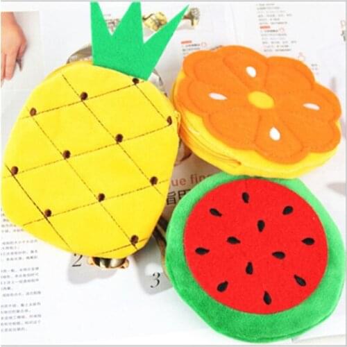 Kawaii Fruits Plush Coin Purse Children Zip Small Change Purse Wallet Women Pouch Money Bag Girl Mini Short Coin Holder Wallet