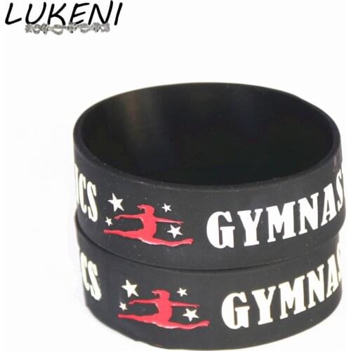 LUKENI Silicone Dancer Wide Gymnastics Sport Silicone Wristbands Black Silicone Bracelet Fitness Bangles Gift Wholesale SH096