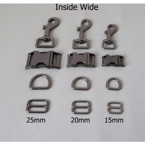 15mm 20mm 25mm Metal Straps Slider D Ring Release Belt Buckle Snap Hook Clasp For Dog Collar Pacacord Leash Pet Leads Accessory