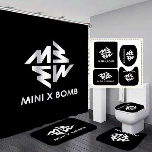 Fashion Black Mini Bomb Shower Curtain With Non Slip Rug Mat Bathroom Curtains Waterproof Polyester Bathroom Curtain with Hooks
