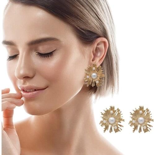 Fashion Earrings Metal Imitation Pearls Irregular Earrings For Women Earrings Gold Plated Earing Modern Jewelry Gift