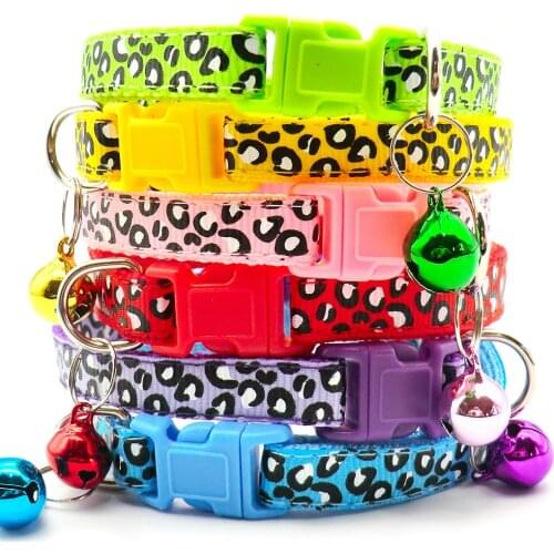 Fashion Pet Cat And Dog Collar With Adjustable Bell Leopard Pattern Cat Collar Small Dog Chihuahua Pet Supplies Accessories