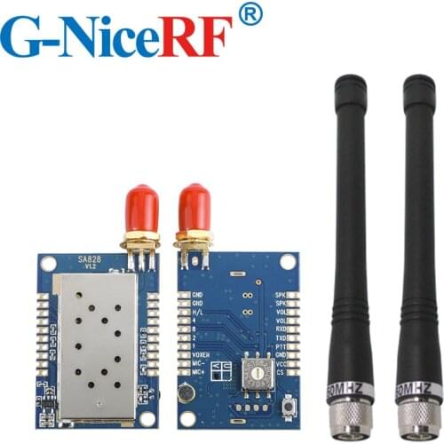 2PCS SA828 Walkie Talkie Module in 134~174MHz (3-5km Distance and 1W outpower) +2pcs Rubber Antennas