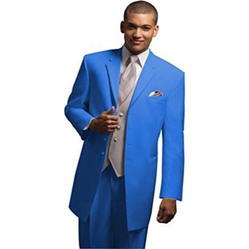 Four Buttons Groomsmen Tuxedos Three Pieces Men Suits Fits Groom Best Man For Wedding Dress Prom Dinner Dress(Jacket+Pants+Vest)