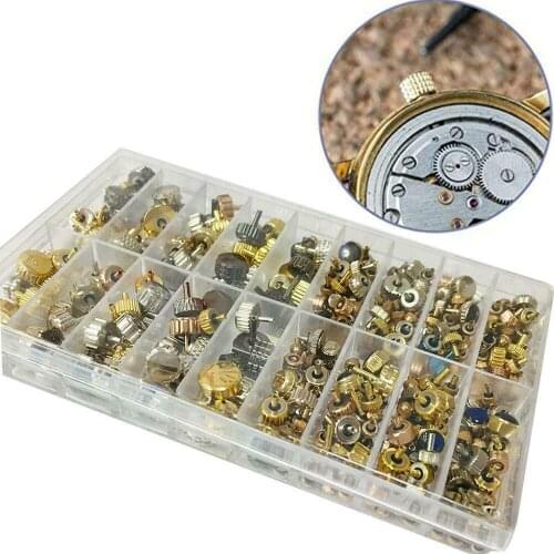 1box Copper Watch Crown Parts Kit Multi Size Wrist Watch Parts Replacement Upgraded Watch Accessories Repairing Tools