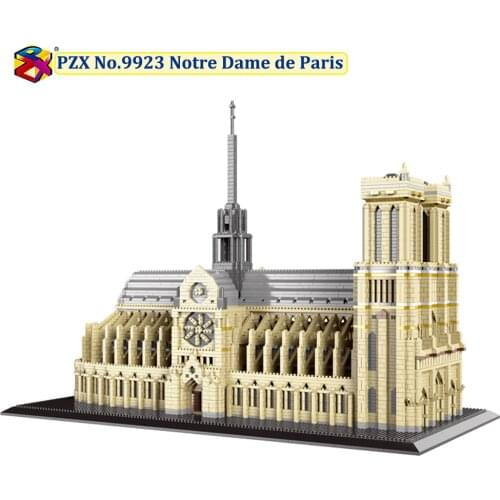 PZX Atomic World Architecture Notre Dame de Paris Model DIY Mini Diamond Blocks Brick Building Blocks Set 7380pcs Toys Gifts